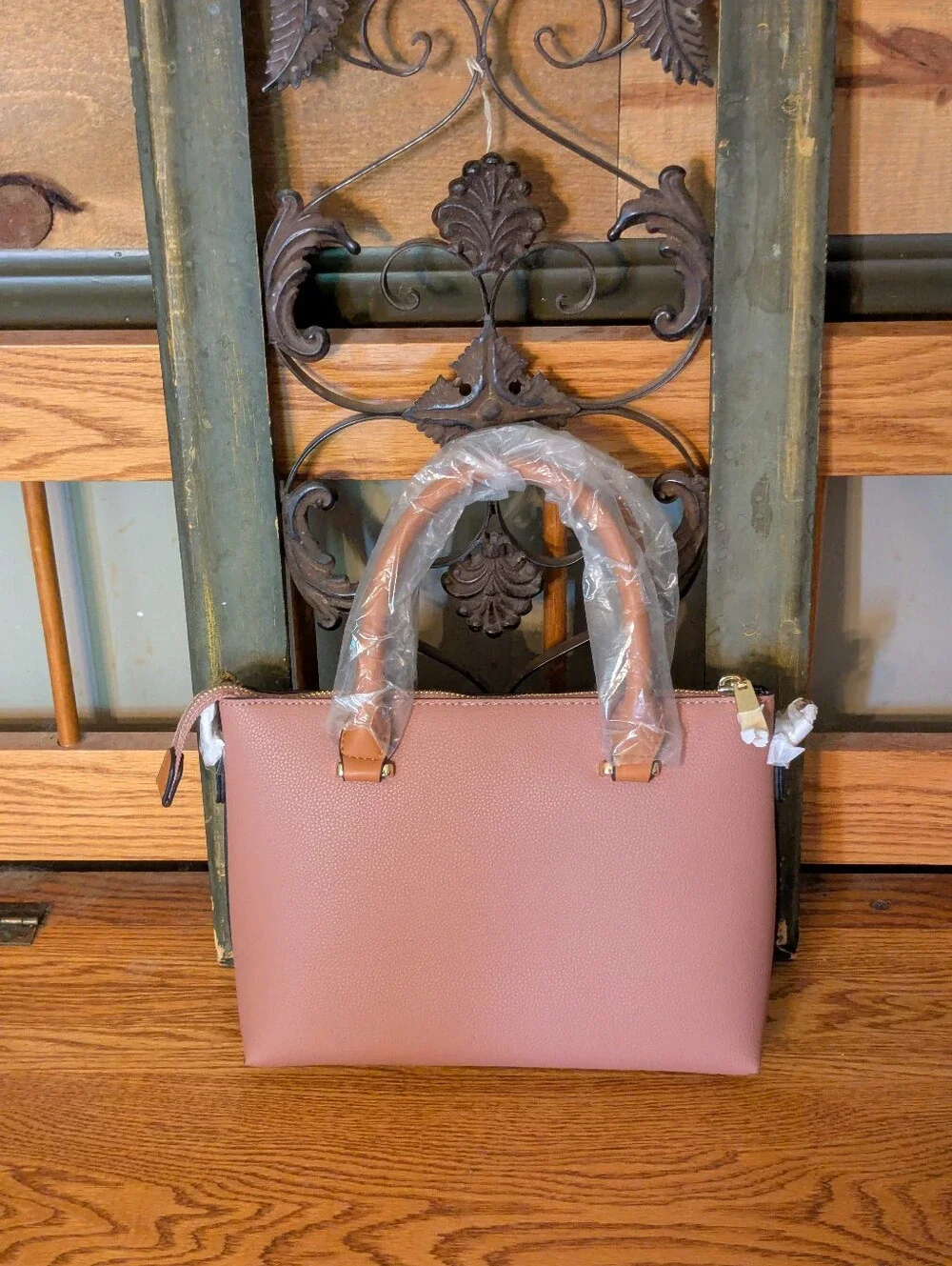 Isabelle 3-Piece Dusty Rose Vegan Satchel/Tote Bag